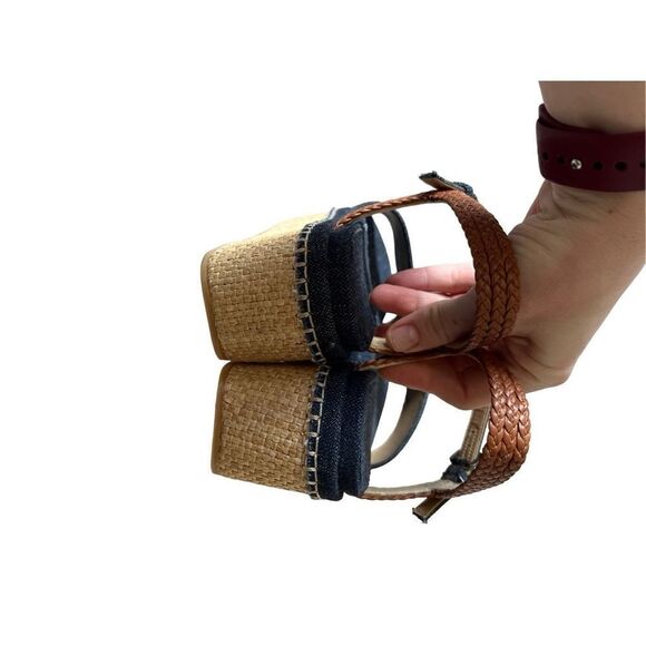 Stuart Weitzman YOURWAY SUEDE ESPADRILLE WEDGE SANDAL IN BLUE size 6 Chunky - Picture 10 of 13